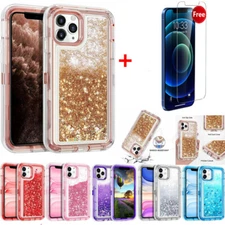 For iPhone 17/16/15/14/13/12/11 X 7 8  Shockproof Liquid Glitter Bling Case