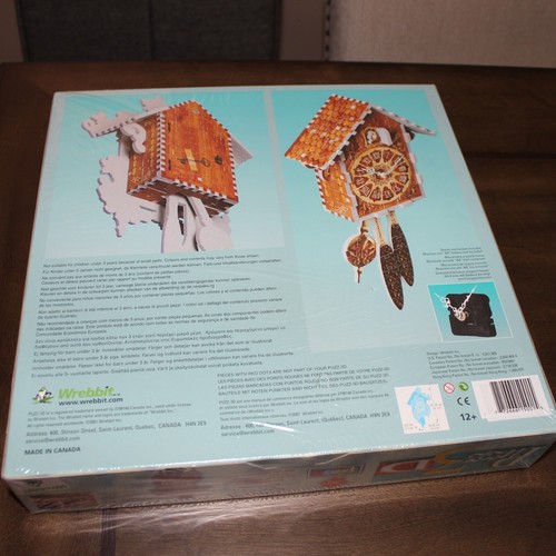 new sealed 2001 Wrebbit PUZZ 3D Cuckoo Clock real working clock 247 pcs puzzle - Picture 3 of 7