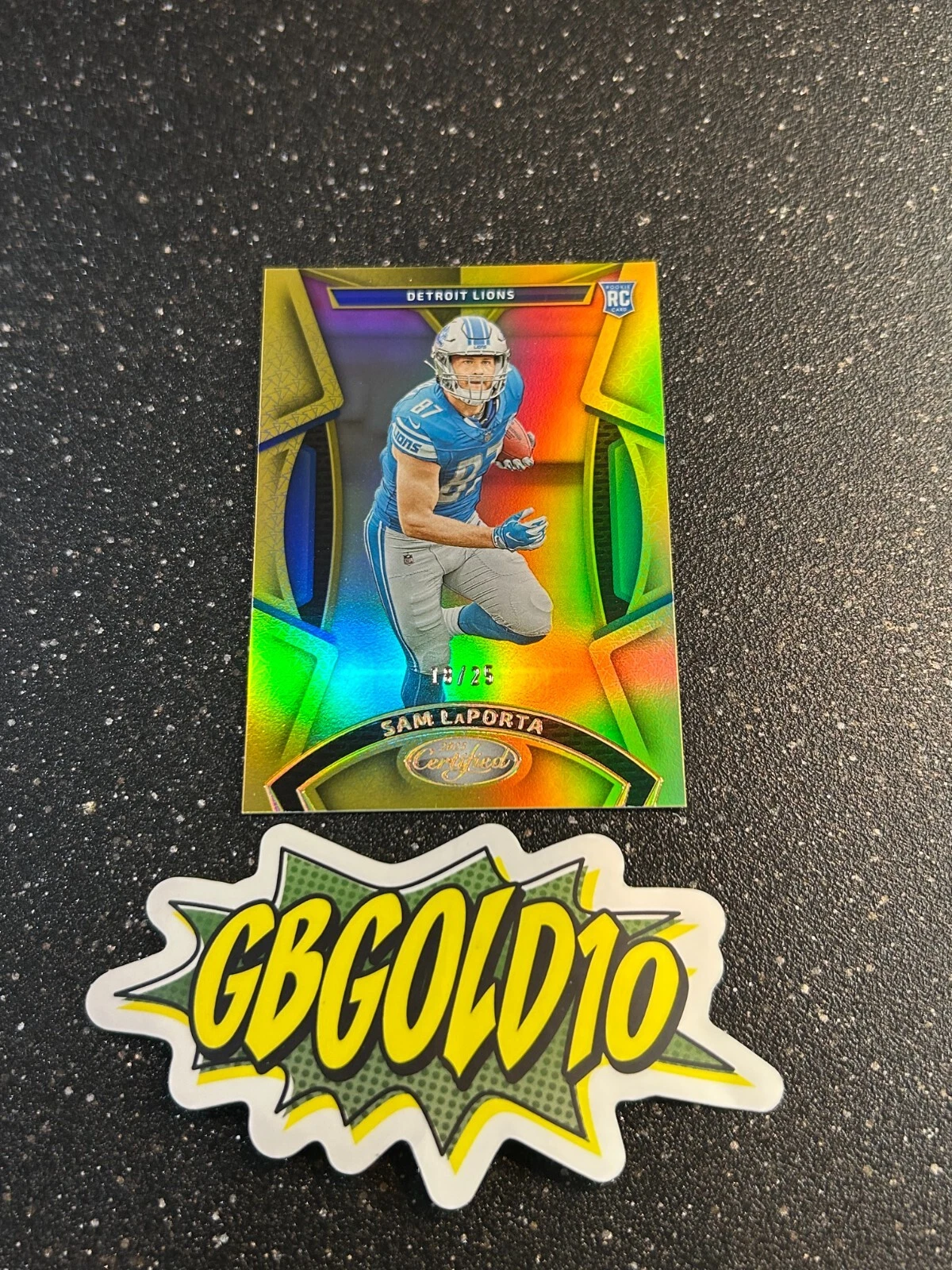 2023 Certified Football Sam LaPorta Gold /25 Rookie RC