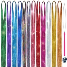 Hair Tinsel Kit Strands With Tool 47 Inch 12 Colors 2100 Strands Fairy Hair Tins