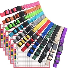 12 Pcs/Set Soft Nylon Puppy ID Collar Adjustable Whelping Breakaway Litter New