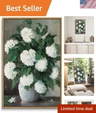 Framed Floral Canvas Art - Hydrangea Wall Decoration for Living Rooms