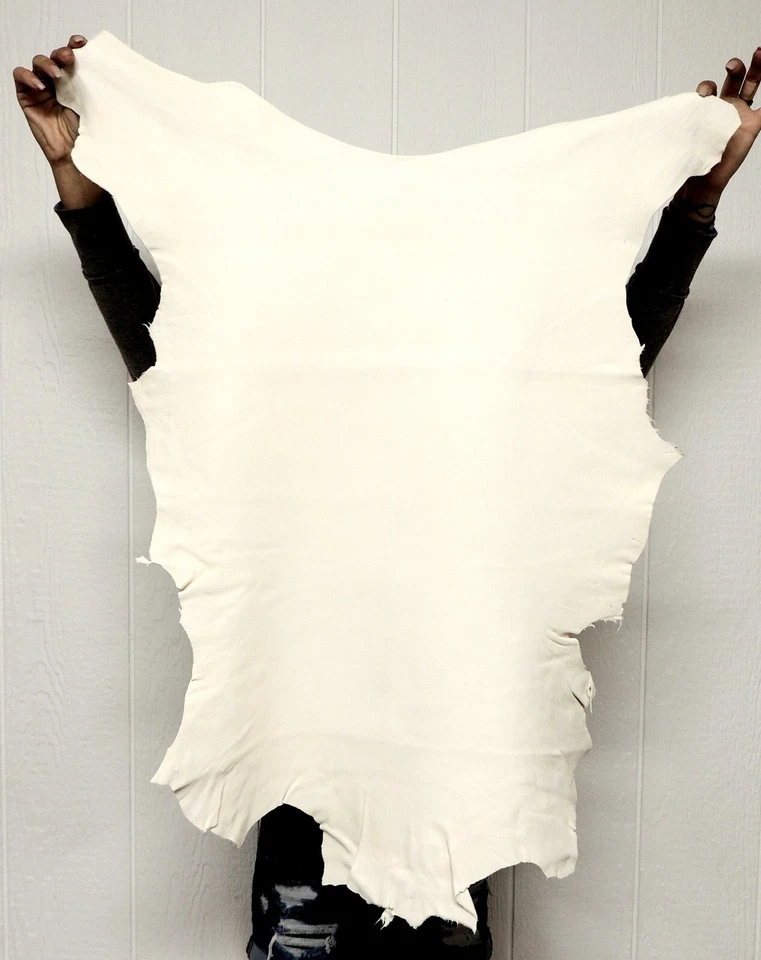 WHITE OIL TANNED BUCKSKIN Leather Hide for Native Crafts Clothing Bags Costumes - Image 4 of 4