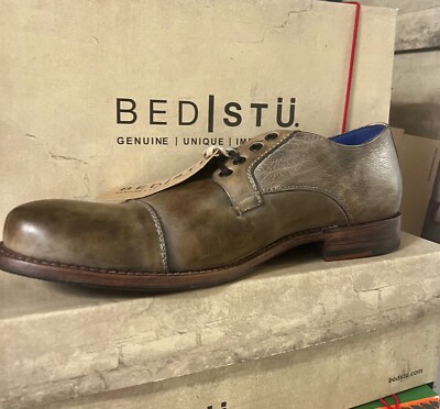 Bed Stu Mens Genoa Leather Shoes Cap Toe Derby $289 Taupe  display picture 3