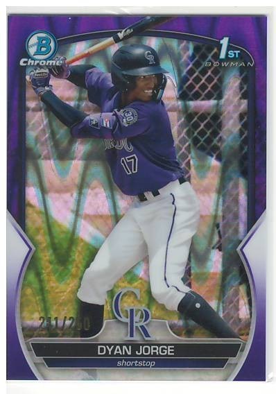 2023 Bowman Chrome Prospects Purple RayWave Refractor 12/250 Dyan Jorge