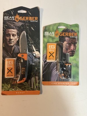 Bear Grylls Gerber Survival  Scout Knife Plus Fire Starter - Combo Deal - New