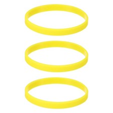 3pcs Plain Silicone Wristbands 7 Inch Circumference 1/4 Inch Width, Yellow