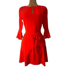 NWT Ann Taylor Vibrant Red Long Bell Sleeve Dress, Christmas Holiday, Sz 8