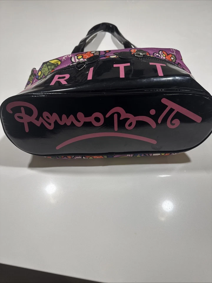 Bolso de Mano Romero BRITTO “Flores” Bolso de Hombro Cartera Púrpura/Negro Foto 2 de 4