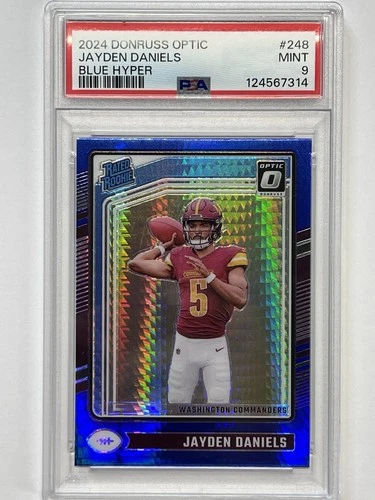 2024 Donruss Optic Blue Hyper Prizm #248 Jayden Daniels RC Rookie PSA 9 MINT