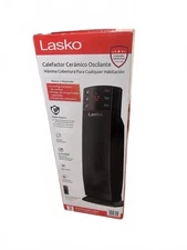Lasko 14" 1500W Oscillating Ceramic Electric Tower Space Heater, Color Black