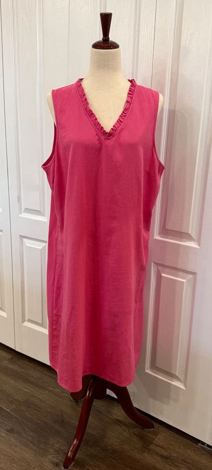 Cambio Rosa Mezcla Lino, Talla L, de Croft & Barrow, Sin Mangas, Volantes Cuello en V Foto 2 de 4