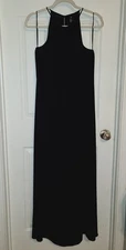 H&M Spaghetti Strap Front Pleat Long Dress, Size 6/ S, Black
