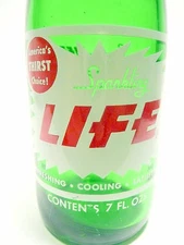 vintage ACL Soda Bottle:  green SPARKLING LIFE of BREESE, ILL  - 7 oz  ACL 