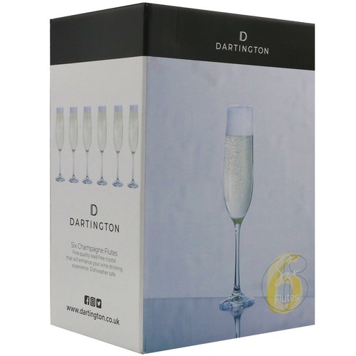 Dartington Champagne Flutes Set of Six Dishwasher Safe Crystal Height