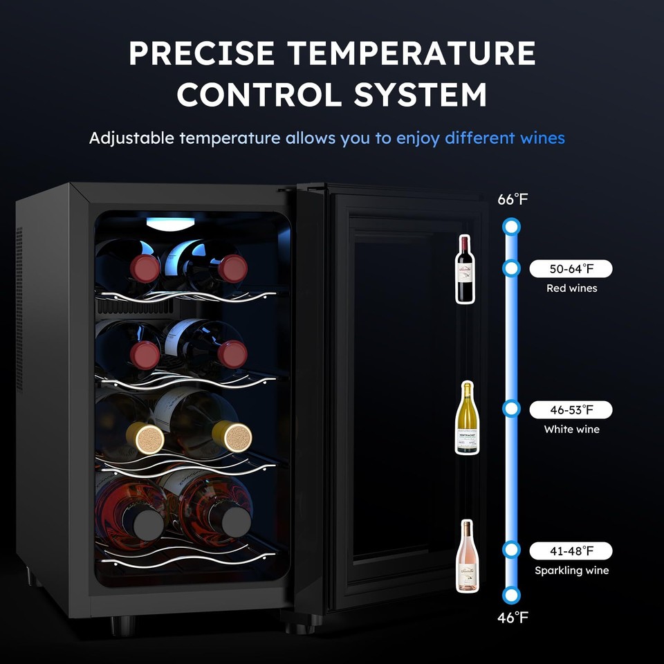 Mojgar 8 Bottle Wine Cooler, Freestanding Wine Fridge with 4666