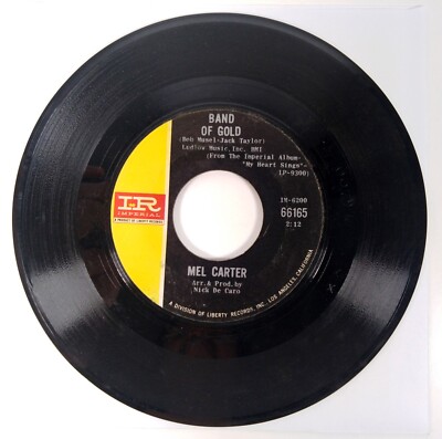 Mel Carter Band Of Gold / Detour 45 RPM 7'' Vinyl Single 1967 - Imperial 66165