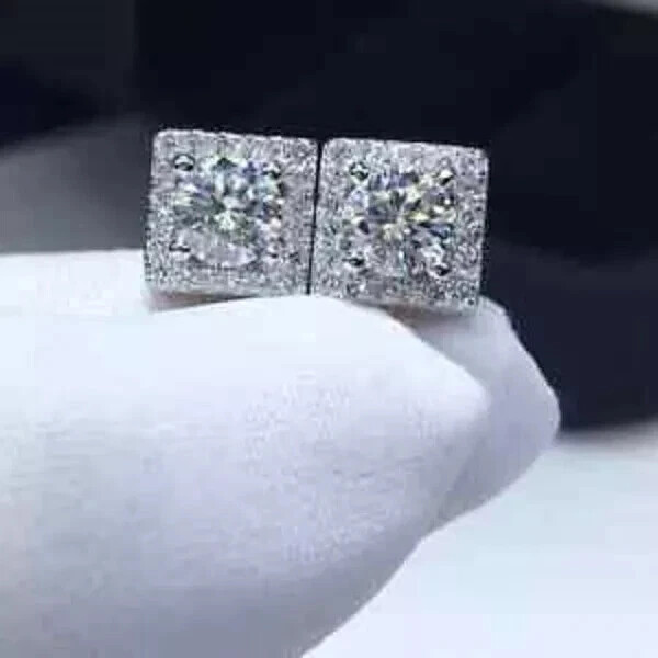 2.50Ct Round Lab-Created Diamond Push Back Stud Earrings 14K White Gold Over