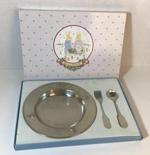 Vintage Briar Patch Stainless Steel Bear Feeding Set Bowl Fork Spoon 3 pc NIB