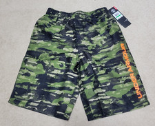 NWT-Boy's Under Armour Volley Green Camouflage Swim Trunks, Large 14-16