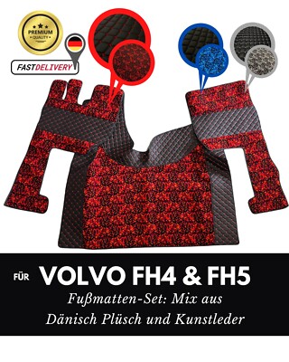 LKW Fußmatten passend für Volvo FH4 FH5 Dänisch Plüsch Style & gestepptem Leder