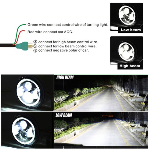 2x 7" LED Headlights RED DRL Amber Turn Lamp for Jeep JK TJ CJ Renegade Patriot - Picture 15 of 15