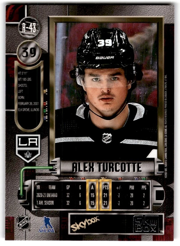 2021-22 Skybox Metal Universe '97-98 Retro Alex Turcotte Rookie #R-43 Los - Image 2 of 2