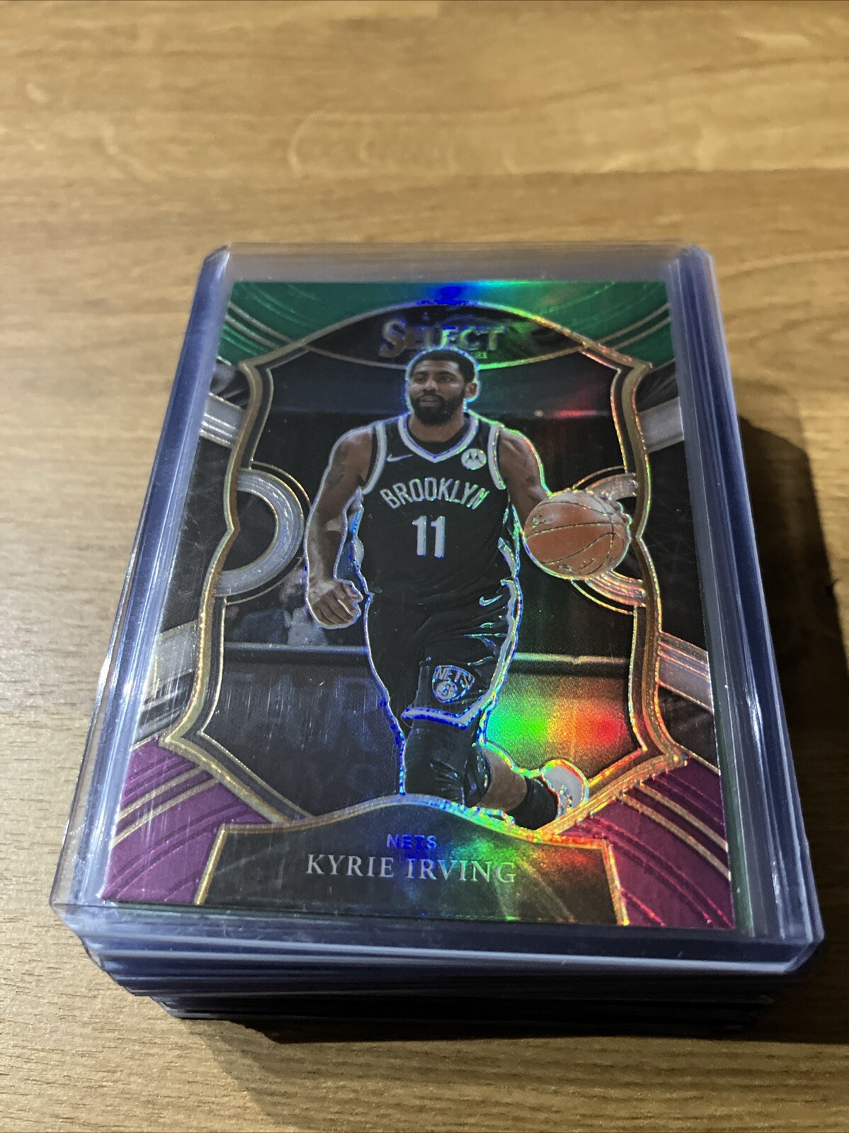 2020-21 Panini Select Green White Purple Prizm Kyrie Irving #42 Nets