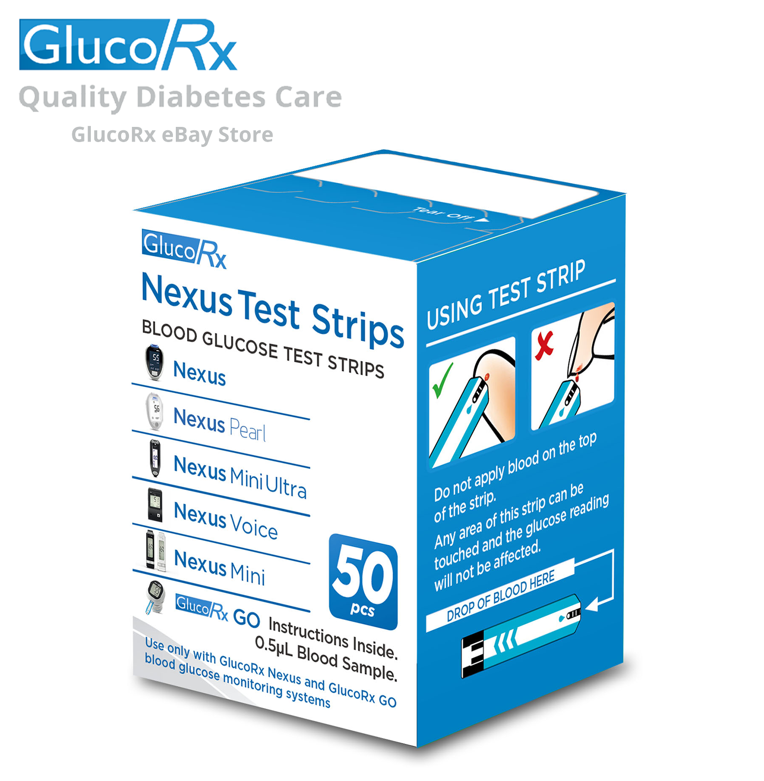 GlucoRx NEXUS Blood Glucose Test Strips (50pcs) VAT FREE eBay