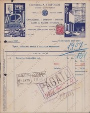 1937 VENEZIA Cartoleria TESTOLINI Cancelleria Disegno Pittura ricevuta CNOMV