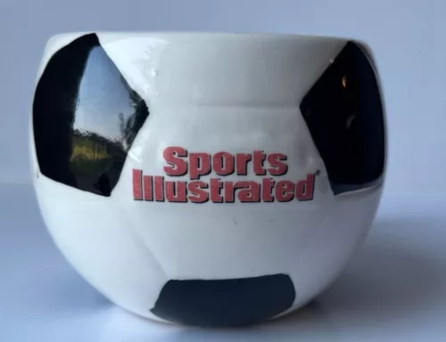 Vintage Sports Illustrated Soccer Ball Mug White Black Football Mug Sports