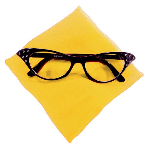 Sheer Chiffon Scarf & Black Cat Eye Glasses - 50s Style Accessory Set by Hey Viv - Picture 12 of 34