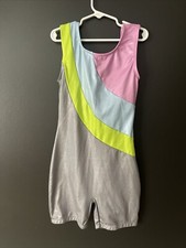 Danskin Romper Freestyle One Piece Purple Blue Dance Athletic Tumbler Size 10