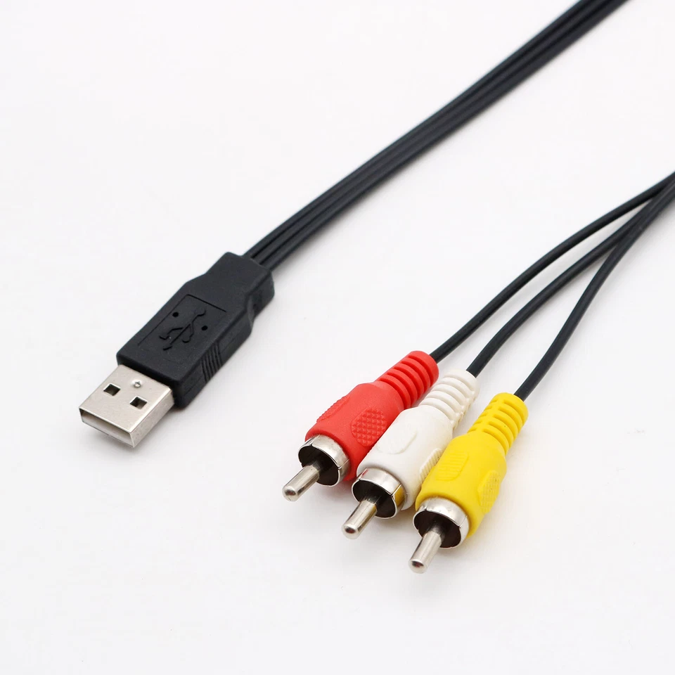 25cm 3 RCA Male to USB A Male Video Cable Television Audio AV Composite Adapter - Image 3 of 4