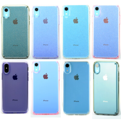 For iPhone X iPhone XS Max iPhone XR Clear + Glitter Shockproof Snap Case Cover