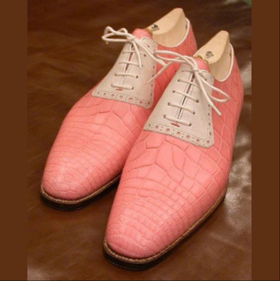Herren Handgefertigt Schuhe Krokodilleder Textur Formell Leger Schnürstiefel