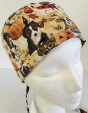 Halloween Puppy Lined Medical Scrub Cap Surgery Hat Chef Dental Chemo Cap