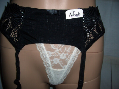 Edler Aubade Strapsgürtel Strumpfhalter schwarz Gr. 42 Strumpfgürtel neu  (j9)