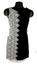 NINE WEST Women Sheath Dress SIZE 4 Floral Black Ivory Sleeveless Cotton Spandex