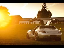 Cars sunset amg static mercedes benz Desk Mat Stitched