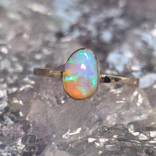 Anillo Jazzy Lightning Ridge Cristal Ópalo 2.00ct Plata 925 A Medida Talla EE. UU. 10 - Imagen 5 de 7
