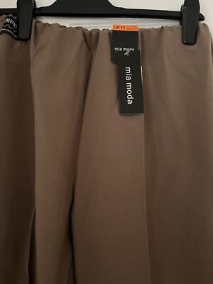 Mia Moda Brand New Taupe Trousers. Elasticated 10R