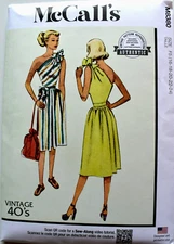 MCCALLS PATTERN 8380  DRESSES  RETRO 40S MISSES SIZES  16 18 20 22 24 NEW UNCUT