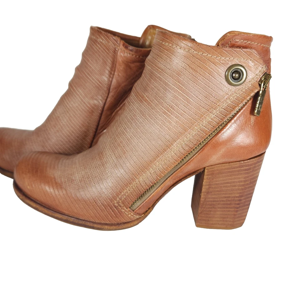 Botas al tobillo A.S.98 para mujer 40 US9-9,5 cuero envejecido camel cremallera lateral tacón  Foto 2 de 4