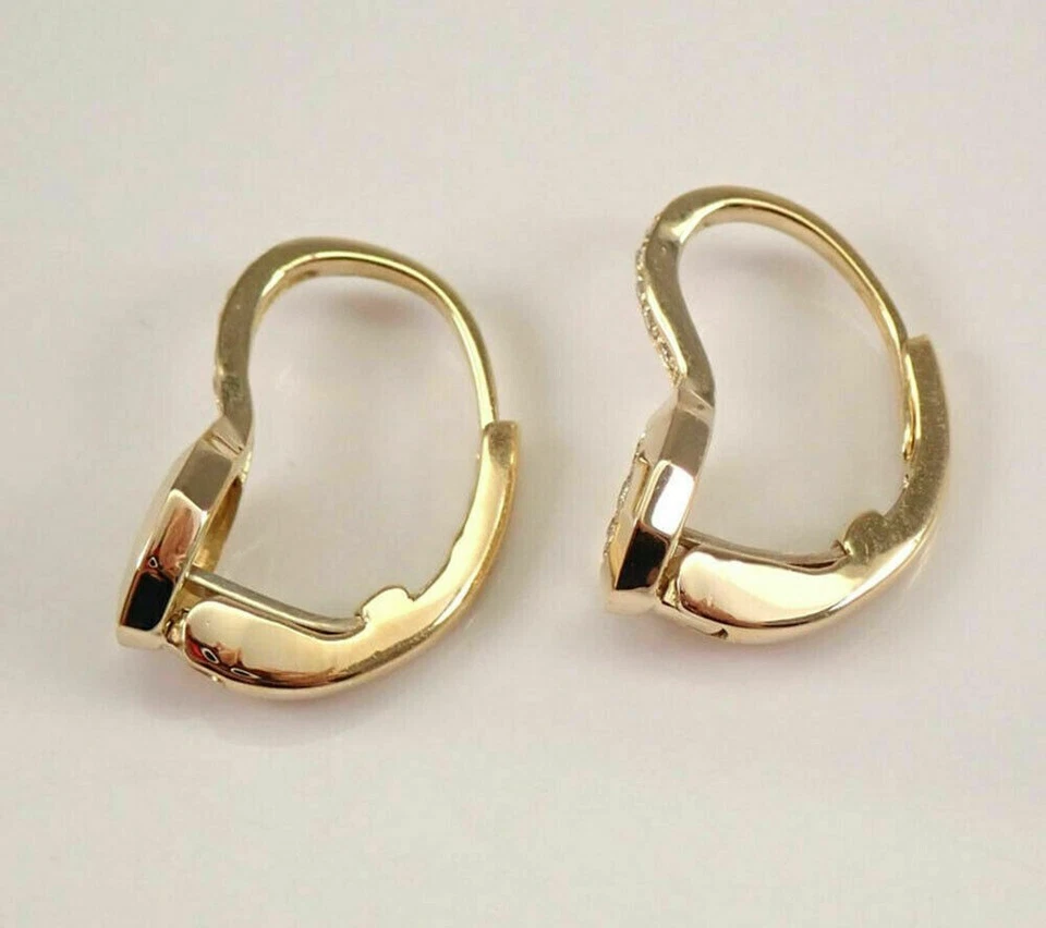 2Ct Round Cut VVS1/D Diamond Huggie Hoop Women's Earrings 14k Yellow Gold Finish - Image 3 of 4