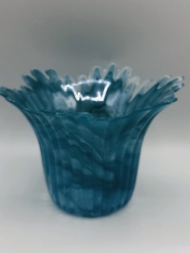 Gruppo Tispa mundgeblasene Kunst Türkis Blau Glas Kerzenhalter Made in Italy 6" - Bild 5 von 18