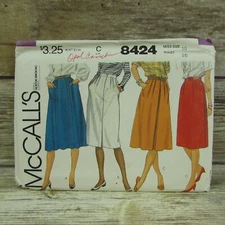 Pleated Skirt Variations Size 10 Waist 25 McCall's 8424 Uncut Sewing Pattern