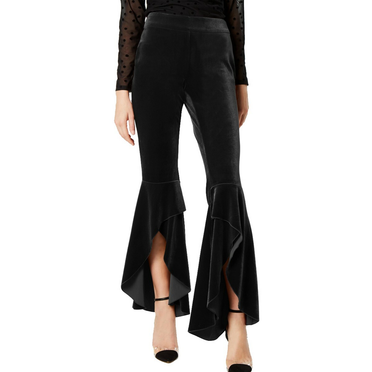 INC Womens Velvet Wide Leg Pants Green 12