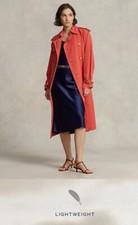 Rrp : £799 Polo Ralph Lauren Silk Blend Orange Trench Coat.