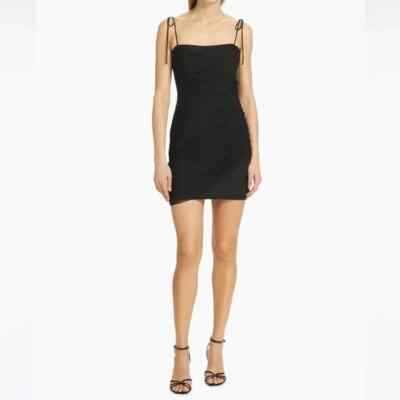 NWT - CINQ À SEPT 'Imogene' Ruched Sleeveless Mini Dress, Black - Size 8